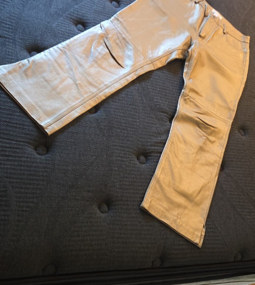Hugo Buscati Leather Waistband Pants in Light Tan